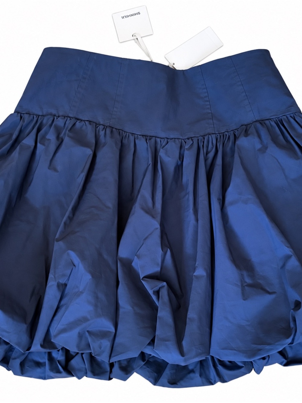 Simkhai Navy Blue Bubble Mini Skirt